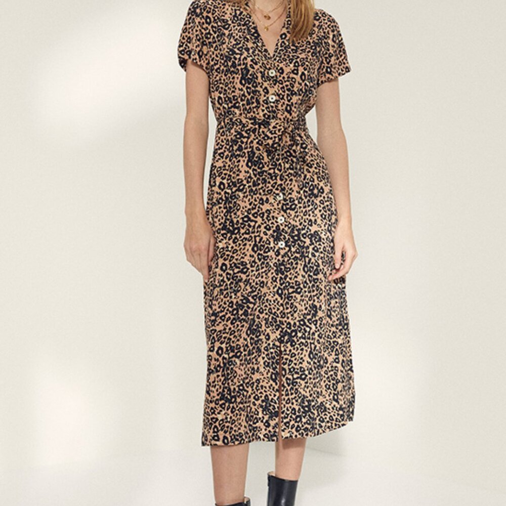 Aritzia Wilfred Leopard Shirt Dress